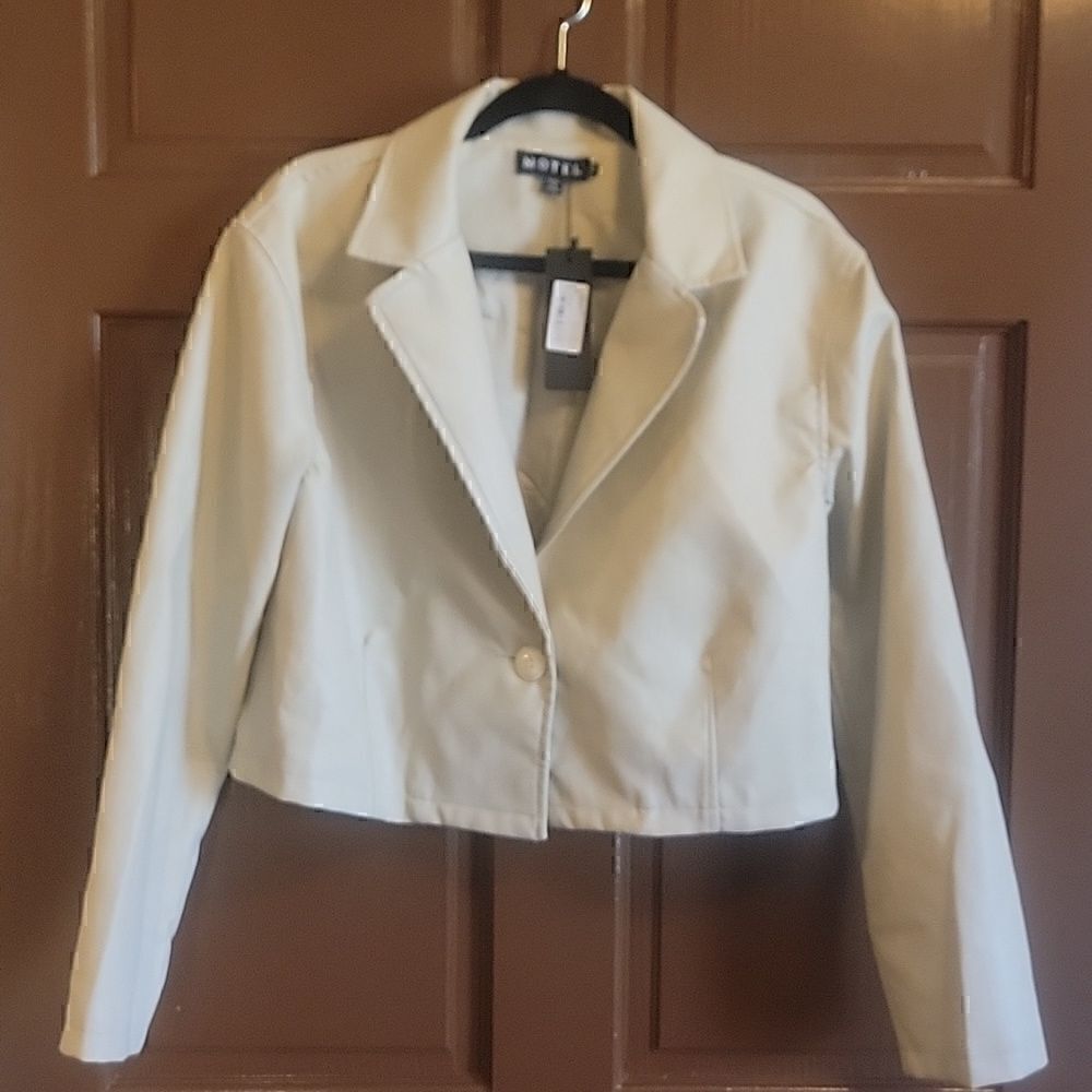 Motel-Ecru faux leather cropped soft jacket. Small. NWT.